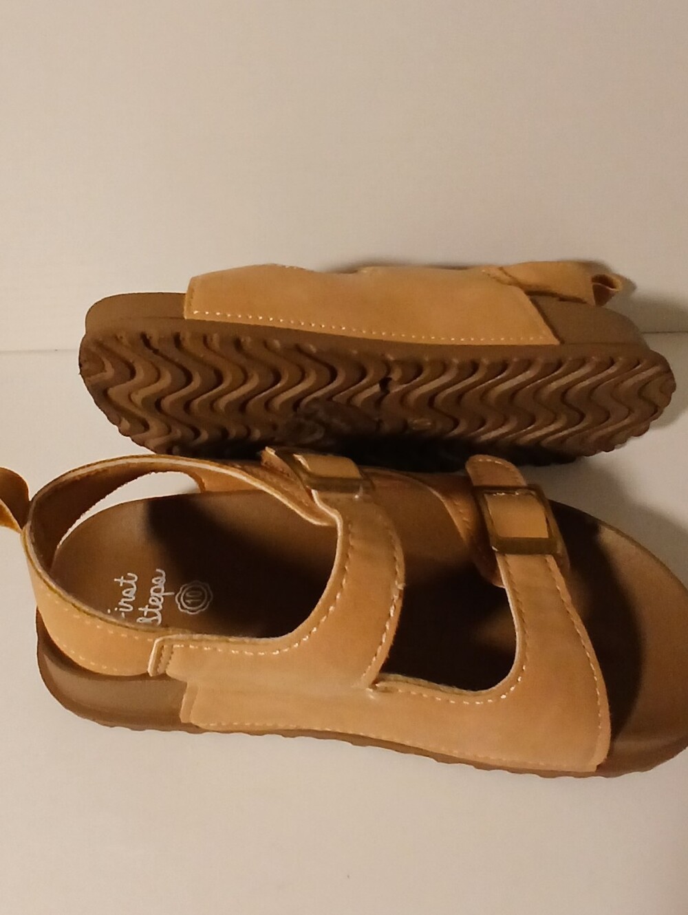 Kids Adjustable Tan Buckle Sandals